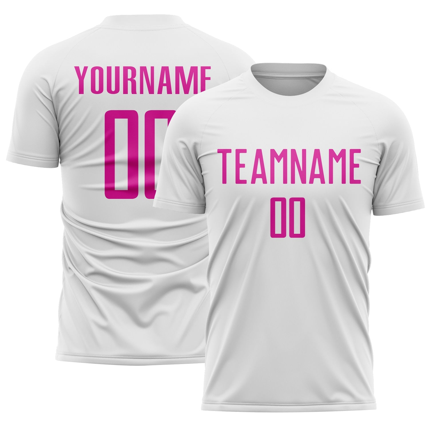 Custom White Deep Pink Sublimation Soccer Uniform Jersey
