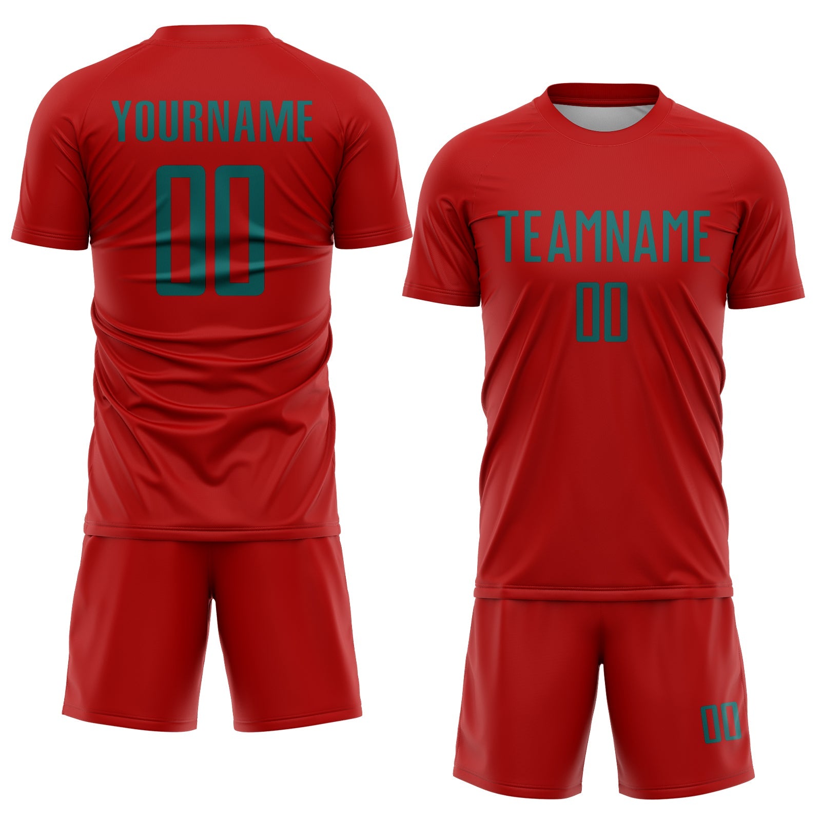 Custom Red Teal Sublimation Soccer Uniform Jersey