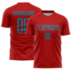Custom Red Teal Sublimation Soccer Uniform Jersey