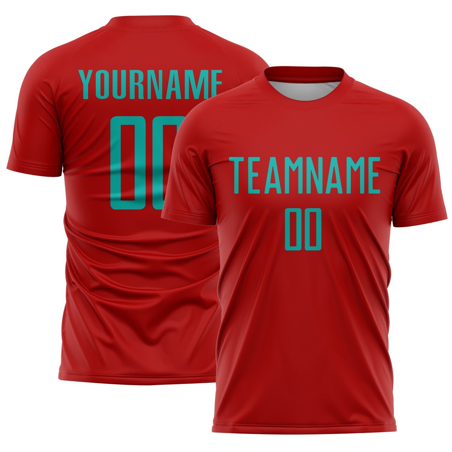 Custom Red Aqua Sublimation Soccer Uniform Jersey