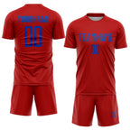 Custom Red Thunder Blue Sublimation Soccer Uniform Jersey