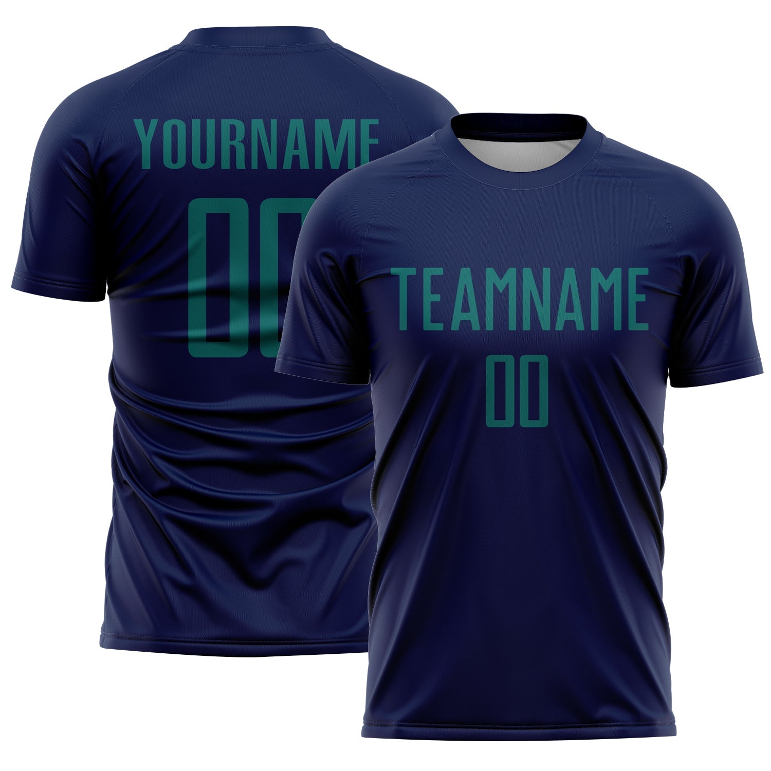 Custom Navy Teal Sublimation Soccer Uniform Jersey