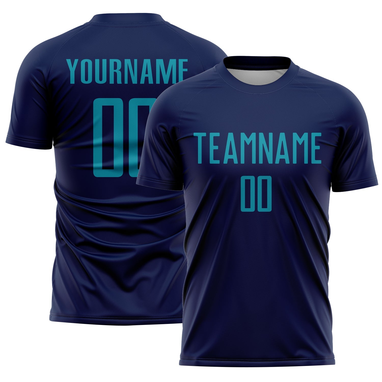 Custom Navy Teal Sublimation Soccer Uniform Jersey