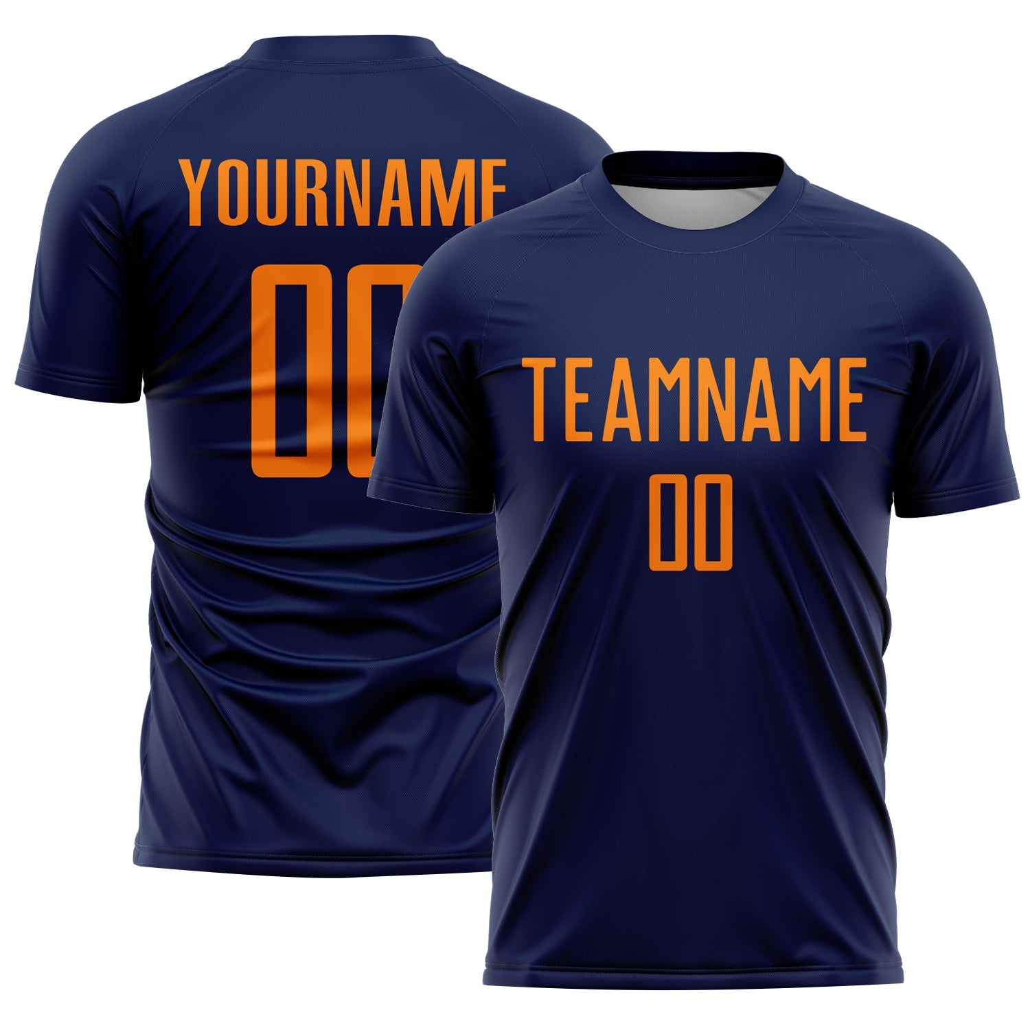 Custom Navy Bay Orange Sublimation Soccer Uniform Jersey