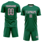 Custom Kelly Green Light Pink Sublimation Soccer Uniform Jersey