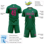 Custom Kelly Green Hot Pink Sublimation Soccer Uniform Jersey
