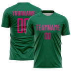 Custom Kelly Green Hot Pink Sublimation Soccer Uniform Jersey