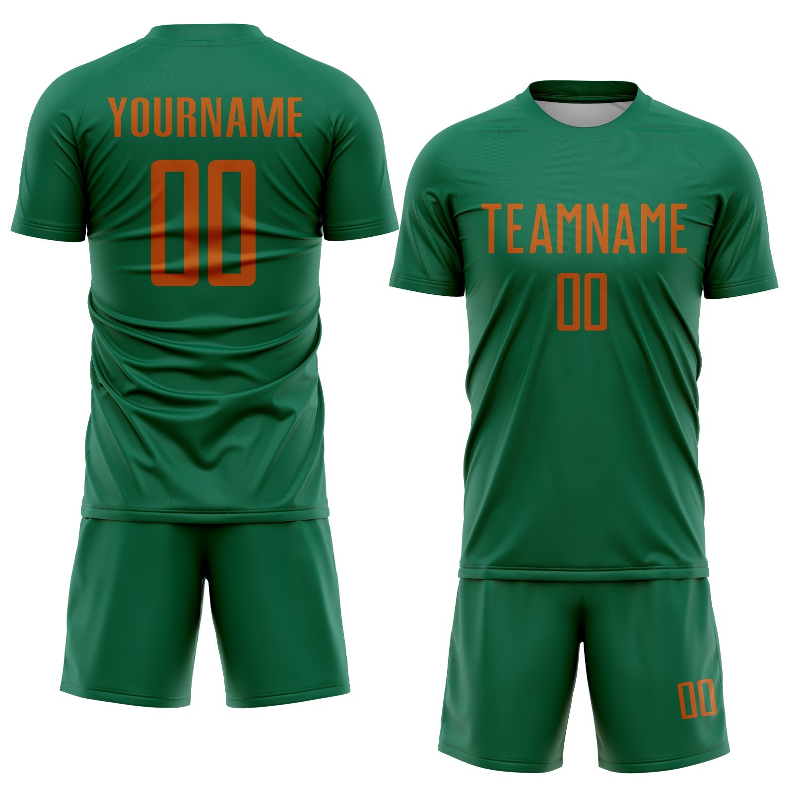 Custom Kelly Green Texas Orange Sublimation Soccer Uniform Jersey