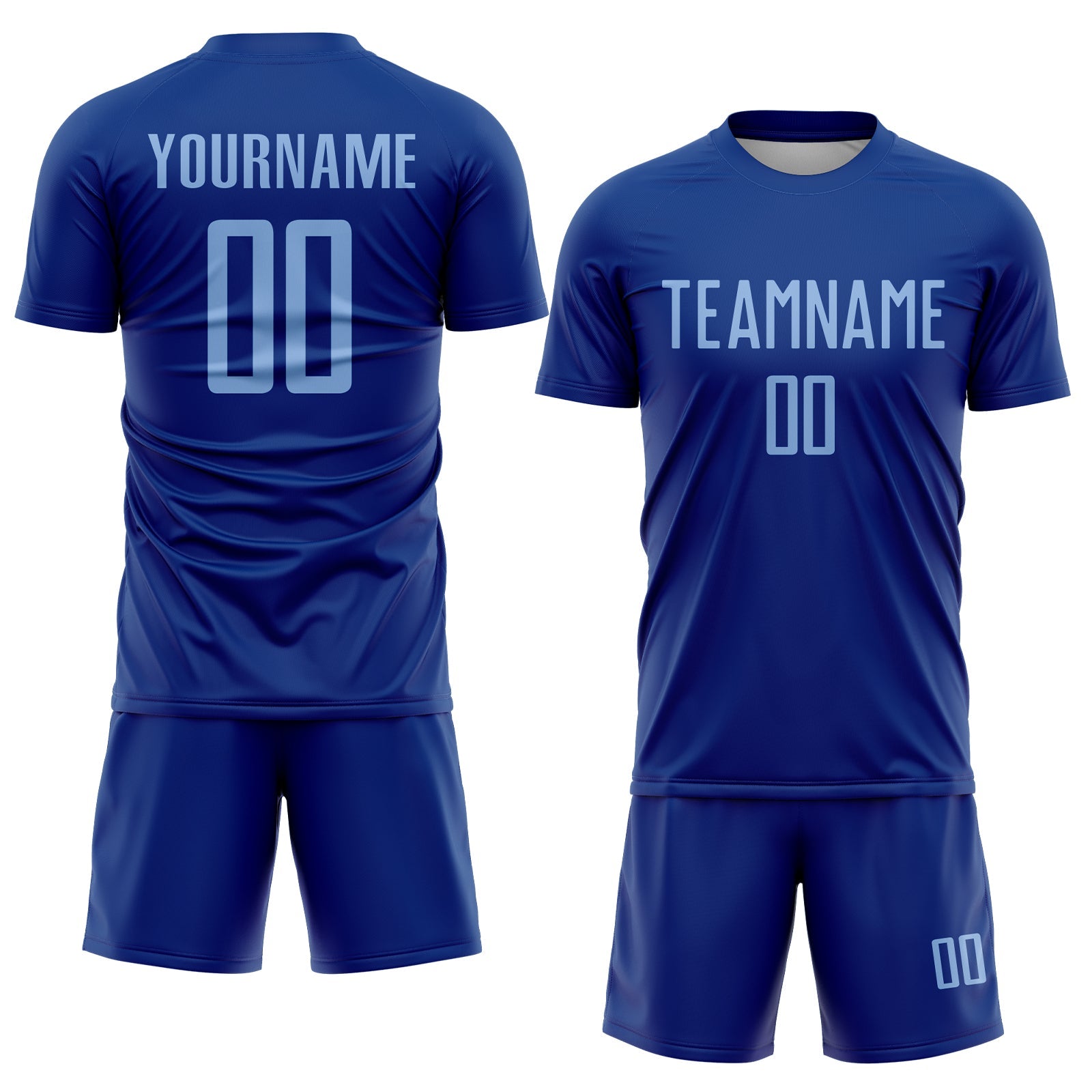 Custom Royal Light Blue Sublimation Soccer Uniform Jersey