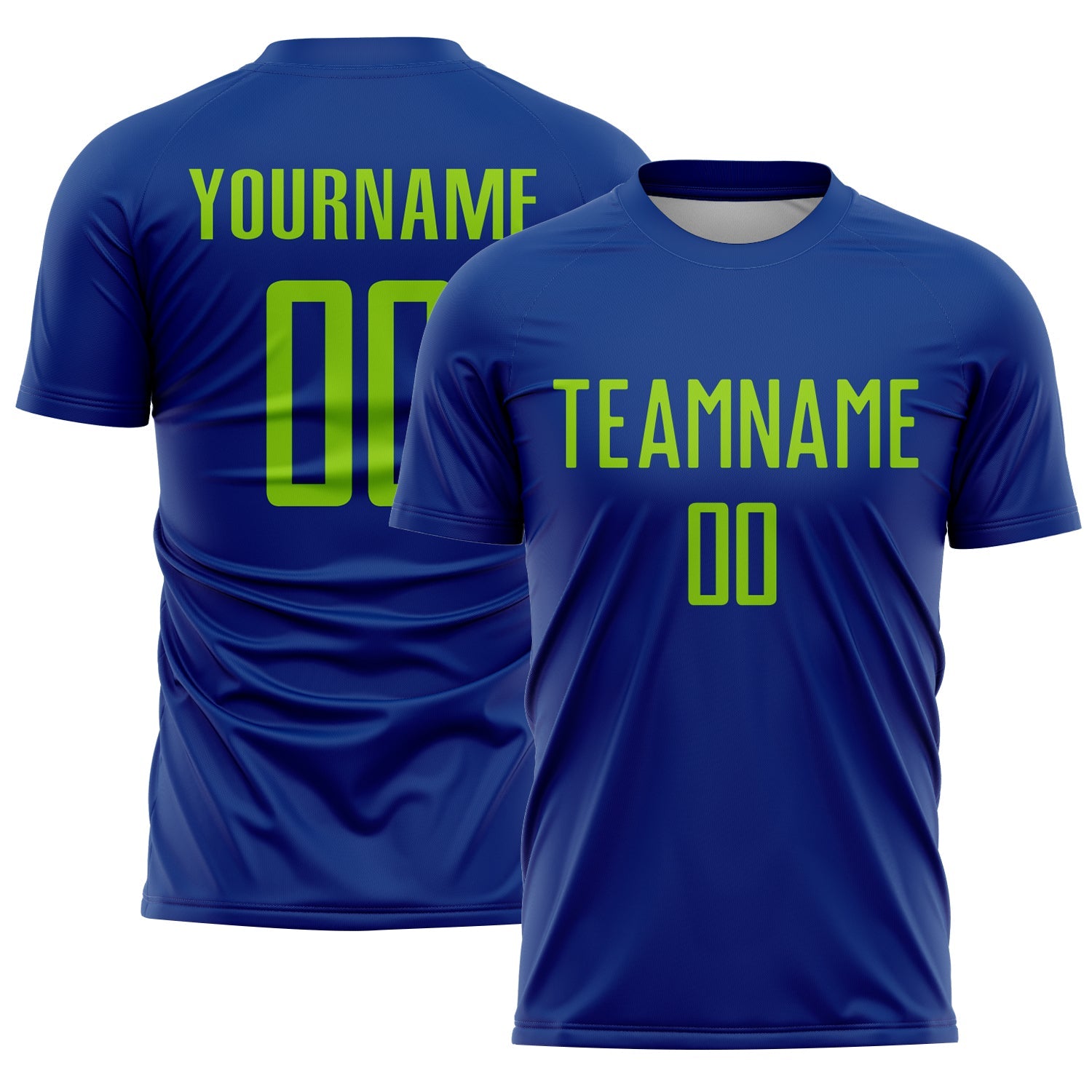 Custom Royal Neon Green Sublimation Soccer Uniform Jersey