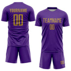 Custom Purple Old Gold Sublimation Soccer Uniform Jersey