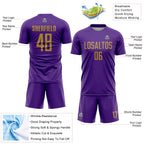 Custom Purple Old Gold Sublimation Soccer Uniform Jersey