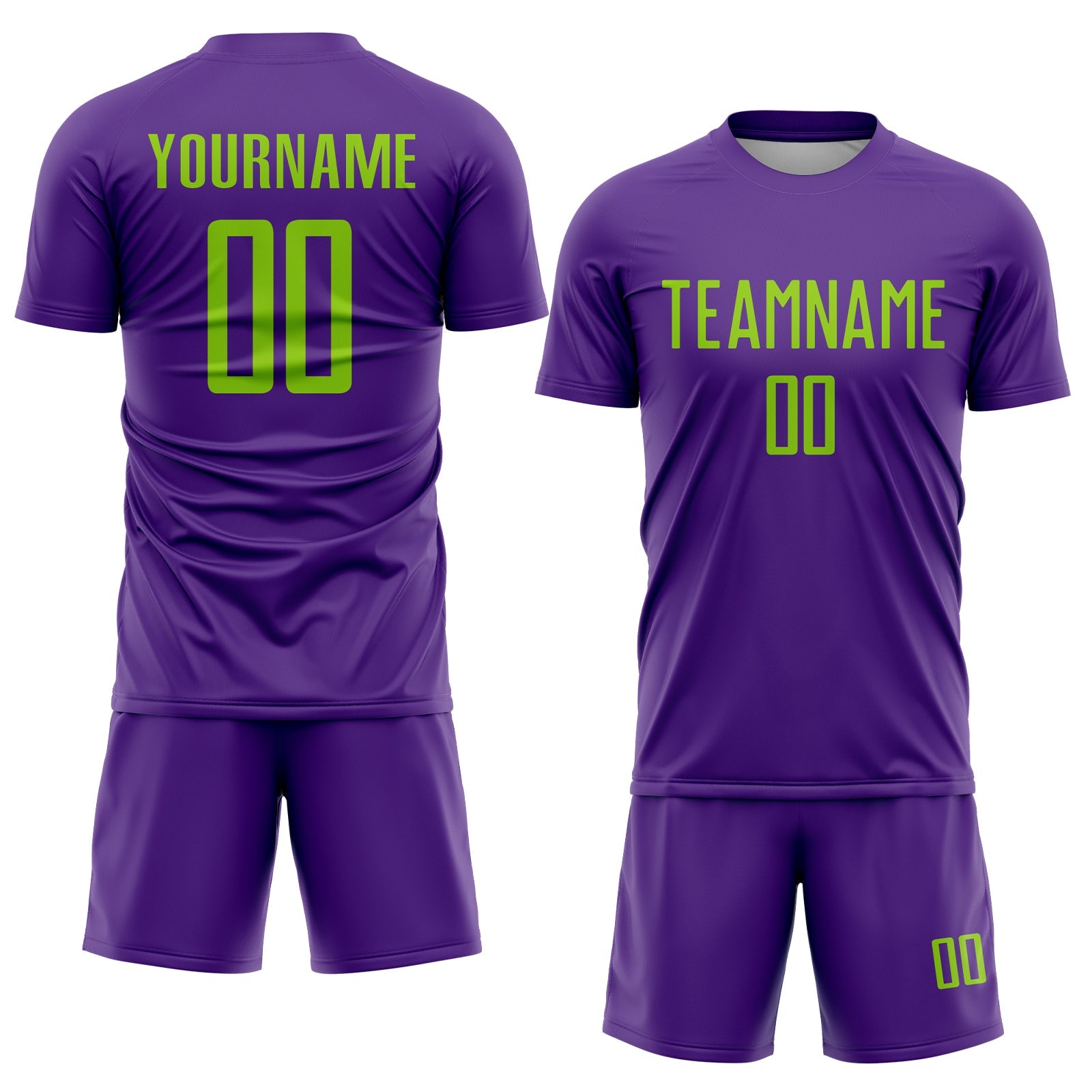 Custom Purple Neon Green Sublimation Soccer Uniform Jersey