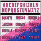 Custom White Pink Thunder Blue-Black Gradient Geometric Shape Sublimation Soccer Uniform Jersey