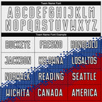 Custom White Royal Red-Black Gradient Geometric Shape Sublimation Soccer Uniform Jersey