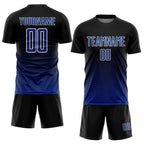 Custom Black Royal-White Gradient Line Sublimation Soccer Uniform Jersey