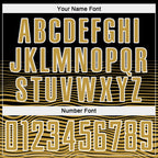 Custom Black Old Gold-White Gradient Line Sublimation Soccer Uniform Jersey