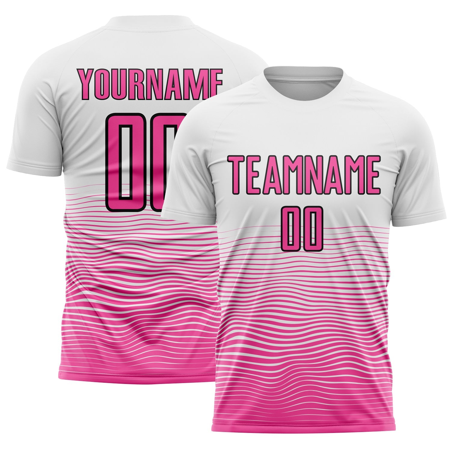 Custom White Pink-Black Gradient Line Sublimation Soccer Uniform Jersey
