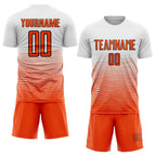 Custom White Orange-Black Gradient Line Sublimation Soccer Uniform Jersey