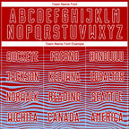 Custom Red Light Blue-White Gradient Line Sublimation Soccer Uniform Jersey