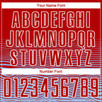 Custom Red Light Blue-White Gradient Line Sublimation Soccer Uniform Jersey