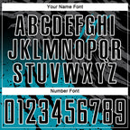 Custom Black Teal-White Gradient Scratch Splash Sublimation Soccer Uniform Jersey