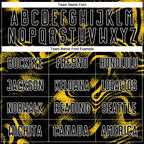 Custom Black Yellow-White Abstract Liquid Sublimation Soccer Uniform Jersey