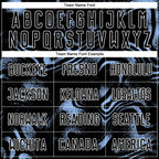 Custom Black Light Blue-White Abstract Liquid Sublimation Soccer Uniform Jersey