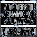 Custom Black Light Blue-White Abstract Liquid Sublimation Soccer Uniform Jersey