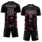Custom Black Pink-White Abstract Liquid Sublimation Soccer Uniform Jersey