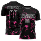 Custom Black Pink-White Abstract Liquid Sublimation Soccer Uniform Jersey