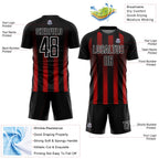 Custom Black Red-White Geometric Shape Sublimation Soccer Uniform Jersey