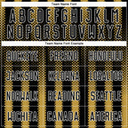 Custom Black Old Gold-White Geometric Shape Sublimation Soccer Uniform Jersey
