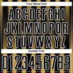 Custom Black Old Gold-White Geometric Shape Sublimation Soccer Uniform Jersey
