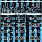 Custom Black Sky Blue-White Geometric Shape Sublimation Soccer Uniform Jersey