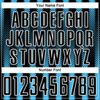 Custom Black Sky Blue-White Geometric Shape Sublimation Soccer Uniform Jersey