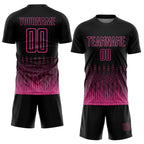Custom Black Pink Geometric Shape Sublimation Soccer Uniform Jersey