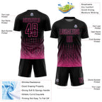 Custom Black Pink Geometric Shape Sublimation Soccer Uniform Jersey
