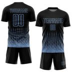 Custom Black Light Blue Geometric Shape Sublimation Soccer Uniform Jersey