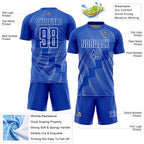 Custom Thunder Blue White Zigzag Shape Sublimation Soccer Uniform Jersey