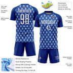Custom Royal White-Light Blue Geometric Shape Sublimation Soccer Uniform Jersey