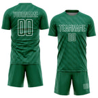 Custom Kelly Green White Waves Shape Sublimation Soccer Uniform Jersey