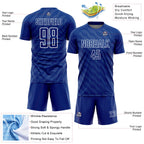 Custom Royal White Waves Shape Sublimation Soccer Uniform Jersey