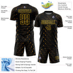 Custom Black Yellow Geometric Shape Sublimation Soccer Uniform Jersey