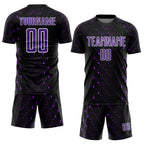 Custom Black Purple-White Geometric Shape Sublimation Soccer Uniform Jersey