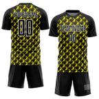 Custom Black Light Yellow-White Geometric Shape Sublimation Soccer Uniform Jersey