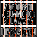 Custom Black Orange-White Stripe Line Sublimation Soccer Uniform Jersey