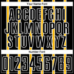 Custom Black Gold-White Stripe Line Sublimation Soccer Uniform Jersey