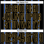 Custom Black Thunder Blue-Old Gold Stripe Line Sublimation Soccer Uniform Jersey