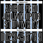 Custom Black Light Blue-White Stripe Line Sublimation Soccer Uniform Jersey